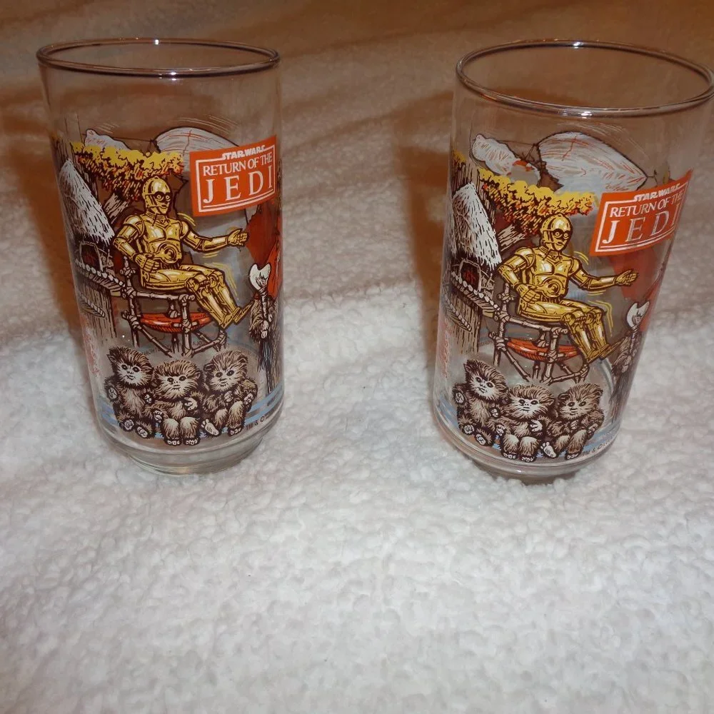 Vintage Retro Star Wars Return of the Jedi Burger King Glasses 1983 (set of 2)